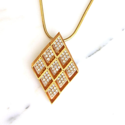 Vintage Emmons Gold Diamond Diamante Statement Necklace by Emmons - Vintage Meet Modern Vintage Jewelry - Chicago, Illinois - #oldhollywoodglamour #vintagemeetmodern #designervintage #jewelrybox #antiquejewelry #vintagejewelry