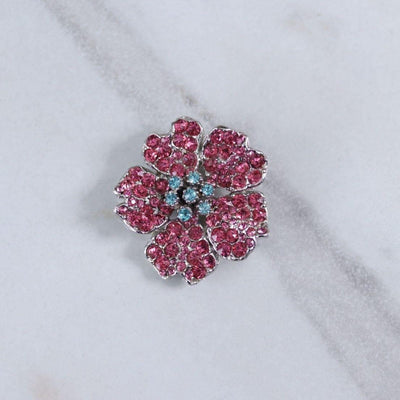 Vintage Pink and Blue Rhinestone Flower Brooch by Unsigned Beauty - Vintage Meet Modern Vintage Jewelry - Chicago, Illinois - #oldhollywoodglamour #vintagemeetmodern #designervintage #jewelrybox #antiquejewelry #vintagejewelry