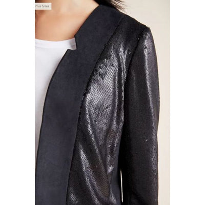 Shonda Black Ultra Suede Sequined Jacket by Anthropologie - Vintage Meet Modern Vintage Jewelry - Chicago, Illinois - #oldhollywoodglamour #vintagemeetmodern #designervintage #jewelrybox #antiquejewelry #vintagejewelry