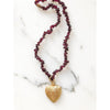 Garnet and Gold Heart Pendant Necklace by Artisan - Vintage Meet Modern Vintage Jewelry - Chicago, Illinois - #oldhollywoodglamour #vintagemeetmodern #designervintage #jewelrybox #antiquejewelry #vintagejewelry