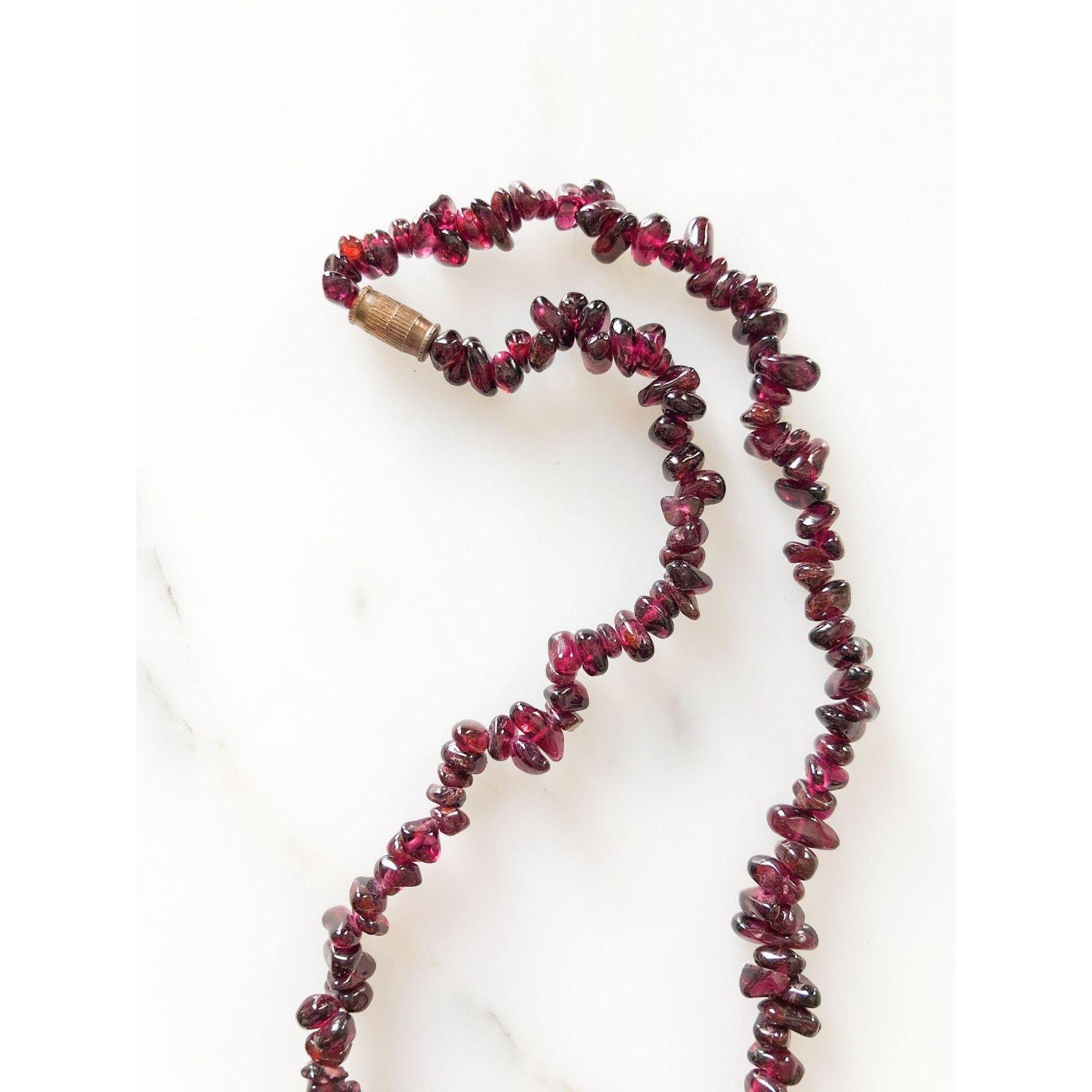 Garnet and Gold Heart Pendant Necklace by Artisan - Vintage Meet Modern Vintage Jewelry - Chicago, Illinois - #oldhollywoodglamour #vintagemeetmodern #designervintage #jewelrybox #antiquejewelry #vintagejewelry