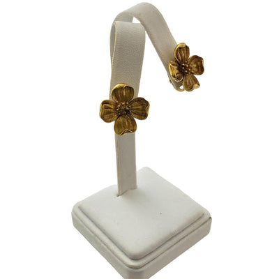 Vintage Crown Trifari Gold Dogwood Earrings by Crown Trifari - Vintage Meet Modern Vintage Jewelry - Chicago, Illinois - #oldhollywoodglamour #vintagemeetmodern #designervintage #jewelrybox #antiquejewelry #vintagejewelry