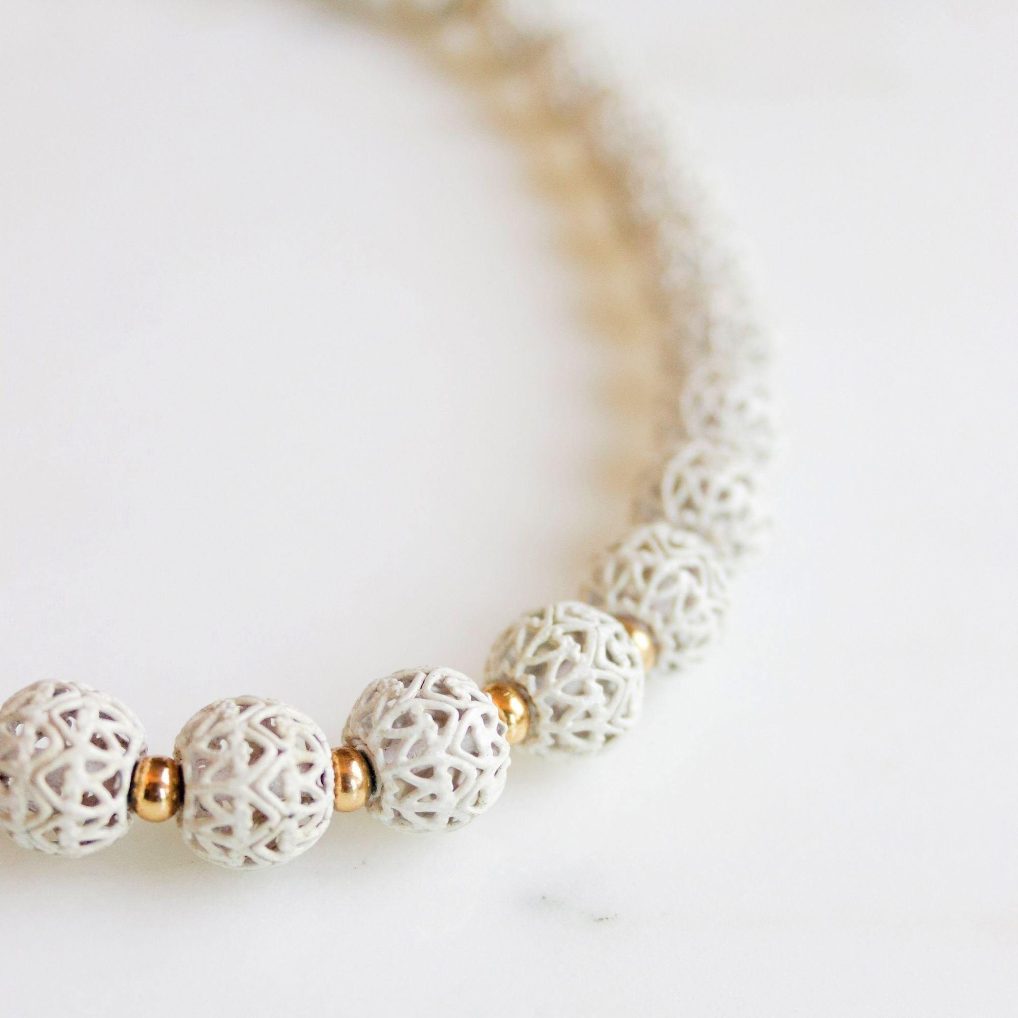 Vintage Monet White Lace Bead Necklace by Monet - Vintage Meet Modern Vintage Jewelry - Chicago, Illinois - #oldhollywoodglamour #vintagemeetmodern #designervintage #jewelrybox #antiquejewelry #vintagejewelry