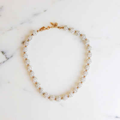 Vintage Monet White Lace Bead Necklace by Monet - Vintage Meet Modern Vintage Jewelry - Chicago, Illinois - #oldhollywoodglamour #vintagemeetmodern #designervintage #jewelrybox #antiquejewelry #vintagejewelry