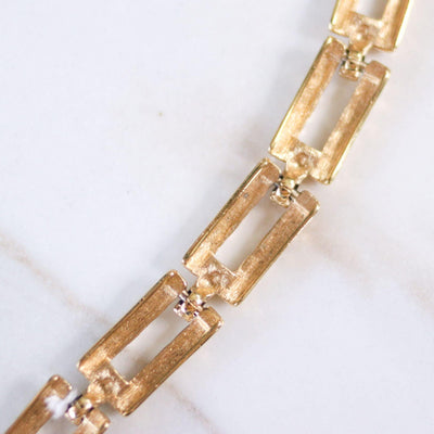 Vintage Napier Gold Rectangular Geometric Textured Link Bracelet by Napier - Vintage Meet Modern Vintage Jewelry - Chicago, Illinois - #oldhollywoodglamour #vintagemeetmodern #designervintage #jewelrybox #antiquejewelry #vintagejewelry