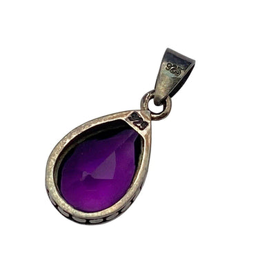 Vintage Sterling Silver and Amethyst Pendant by Hallmarked 925 - Vintage Meet Modern Vintage Jewelry - Chicago, Illinois - #oldhollywoodglamour #vintagemeetmodern #designervintage #jewelrybox #antiquejewelry #vintagejewelry