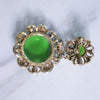Vintage Green Lucite with Floral Accent Fob Style Brooch by Unsigned Beauty - Vintage Meet Modern Vintage Jewelry - Chicago, Illinois - #oldhollywoodglamour #vintagemeetmodern #designervintage #jewelrybox #antiquejewelry #vintagejewelry