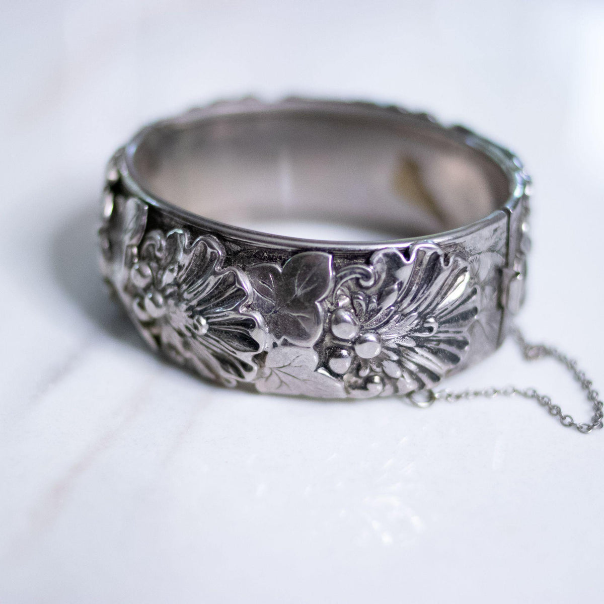 Vintage Silver Acanthus Leave Cuff Bracelet