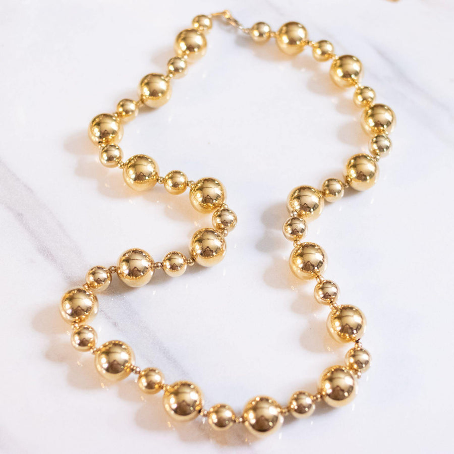 Vintage Long Gold Chunky Bead Necklace by Napier - Vintage Meet Modern Vintage Jewelry - Chicago, Illinois - #oldhollywoodglamour #vintagemeetmodern #designervintage #jewelrybox #antiquejewelry #vintagejewelry