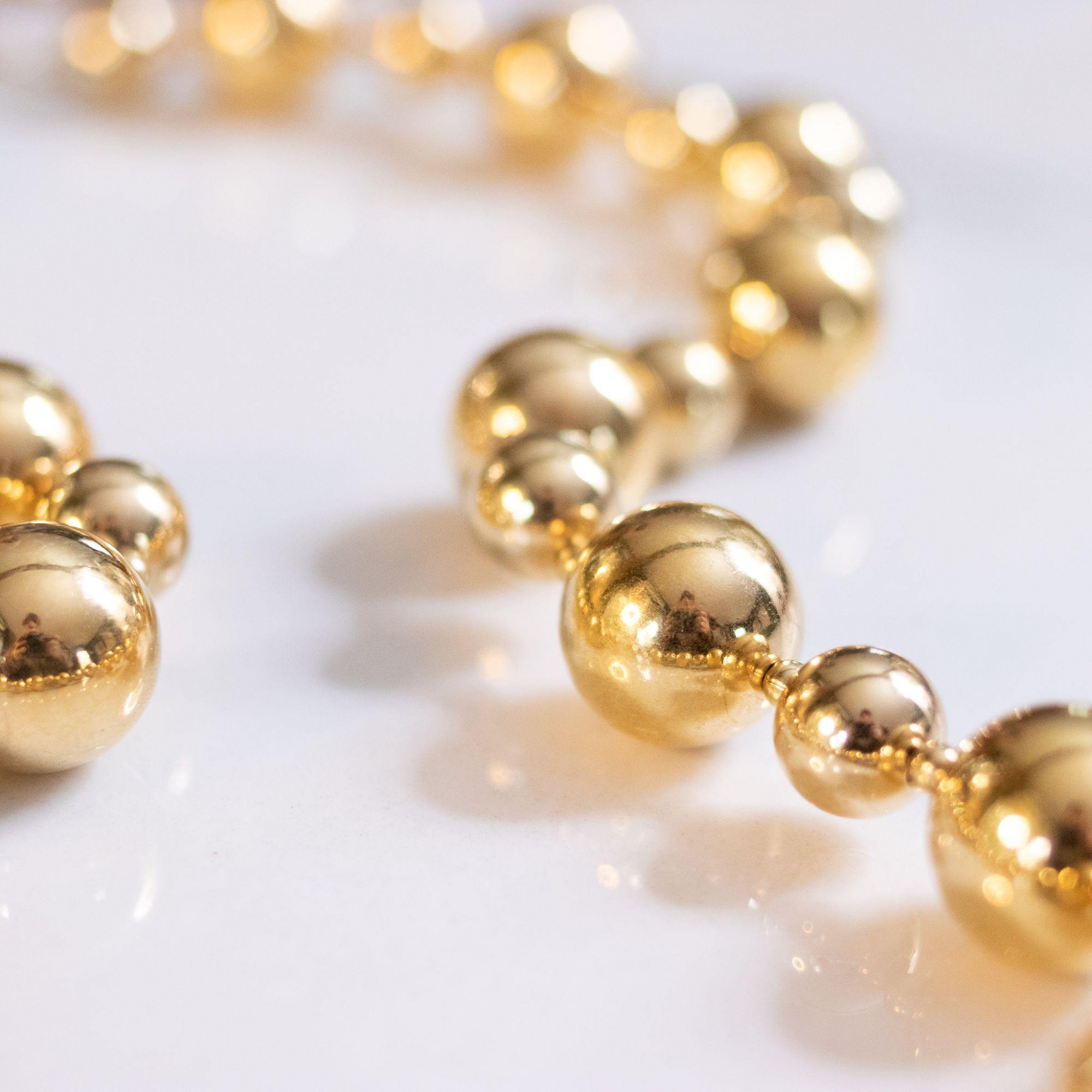 Vintage Long Gold Chunky Bead Necklace by Napier - Vintage Meet Modern Vintage Jewelry - Chicago, Illinois - #oldhollywoodglamour #vintagemeetmodern #designervintage #jewelrybox #antiquejewelry #vintagejewelry