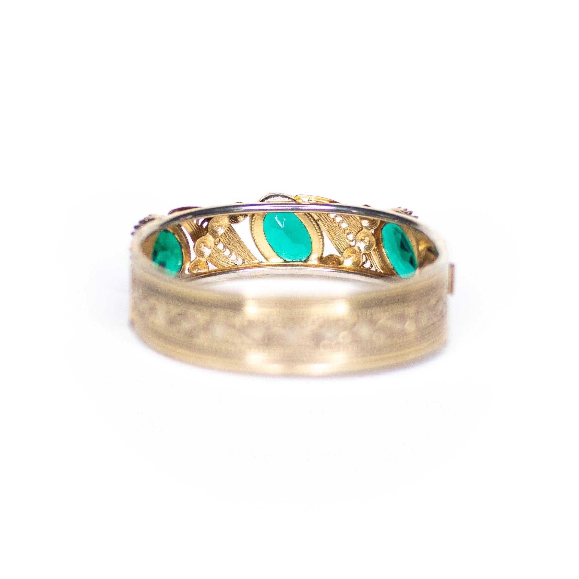 Vintage Czech Emerald Crystal Hinged Bangle Bracelet by Czech - Vintage Meet Modern Vintage Jewelry - Chicago, Illinois - #oldhollywoodglamour #vintagemeetmodern #designervintage #jewelrybox #antiquejewelry #vintagejewelry