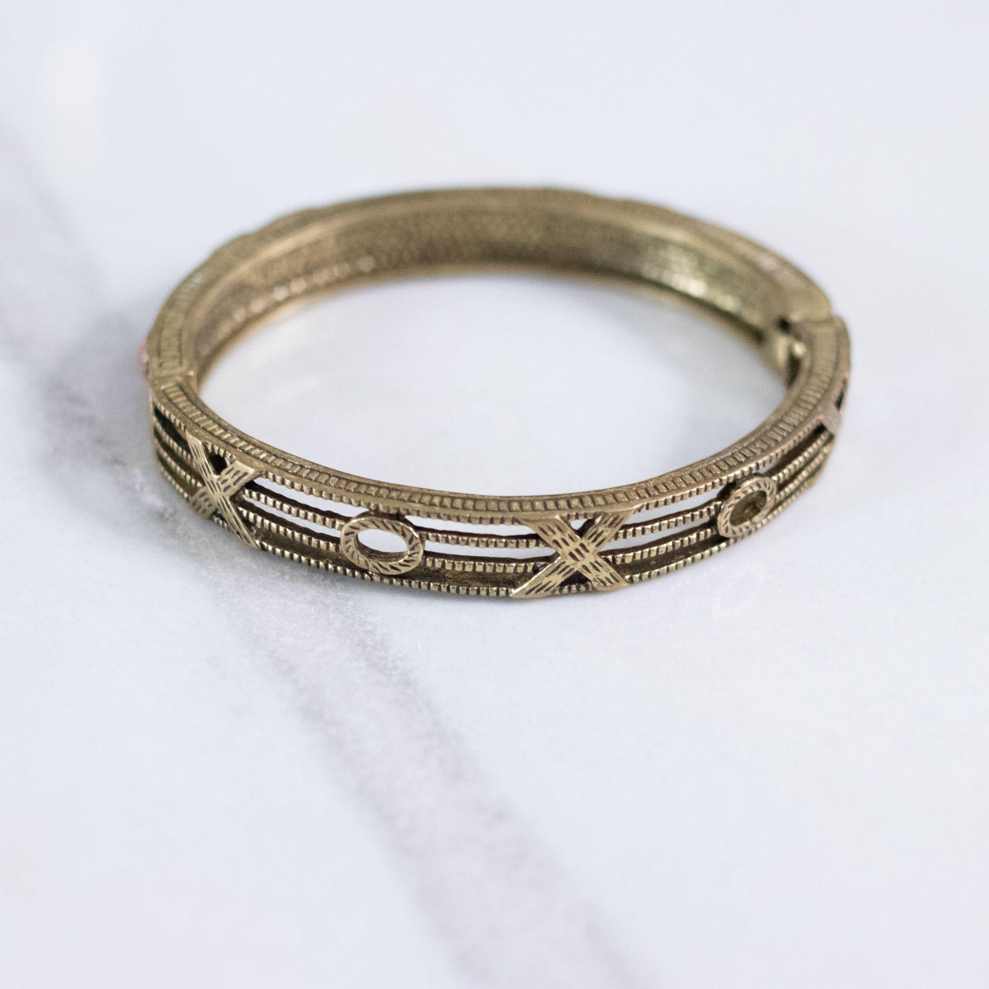 Vintage Heidi Daus Pink and Green Rhinestone Hinged Bangle Bracelet by Heidi Daus - Vintage Meet Modern Vintage Jewelry - Chicago, Illinois - #oldhollywoodglamour #vintagemeetmodern #designervintage #jewelrybox #antiquejewelry #vintagejewelry