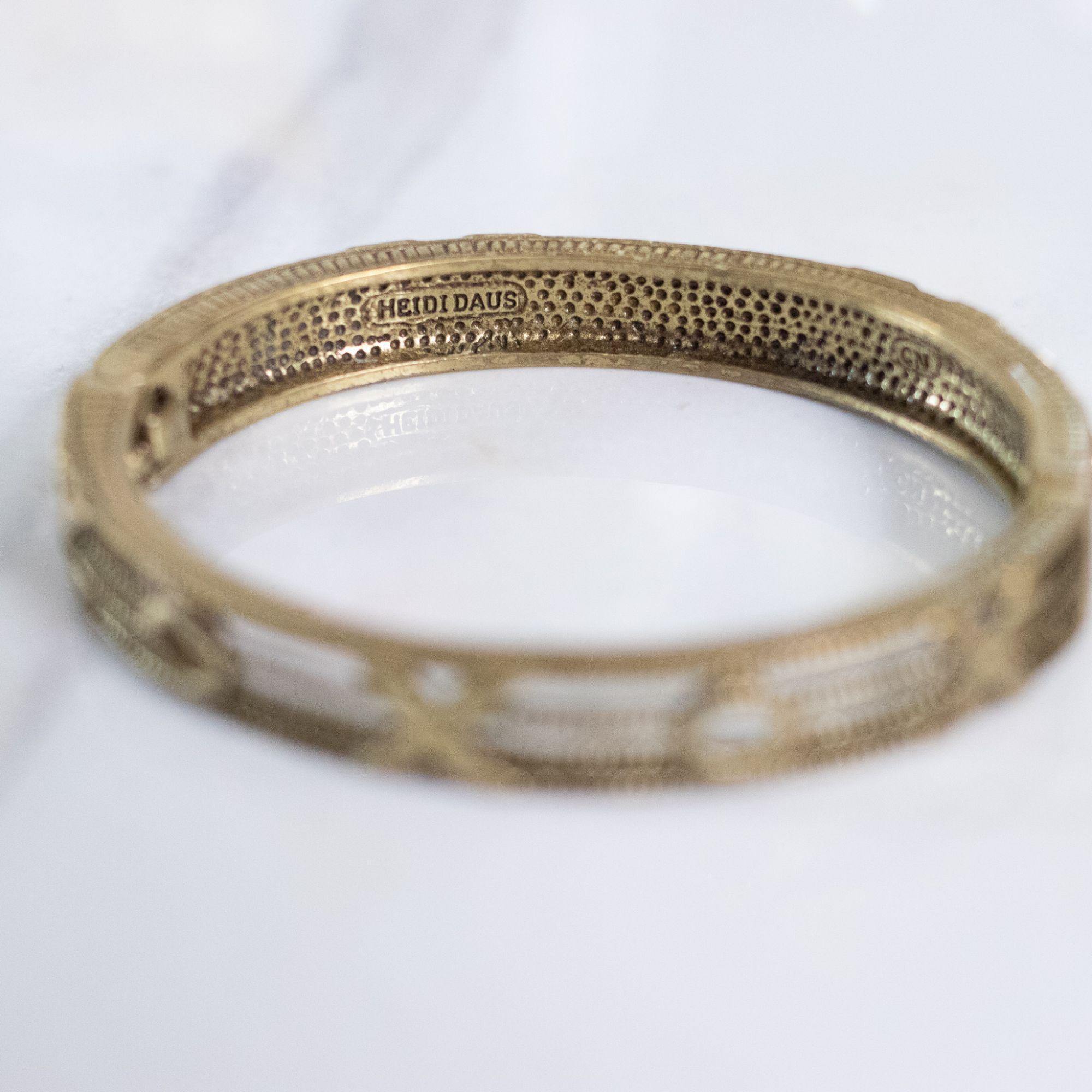 Vintage Heidi Daus Pink and Green Rhinestone Hinged Bangle Bracelet by Heidi Daus - Vintage Meet Modern Vintage Jewelry - Chicago, Illinois - #oldhollywoodglamour #vintagemeetmodern #designervintage #jewelrybox #antiquejewelry #vintagejewelry