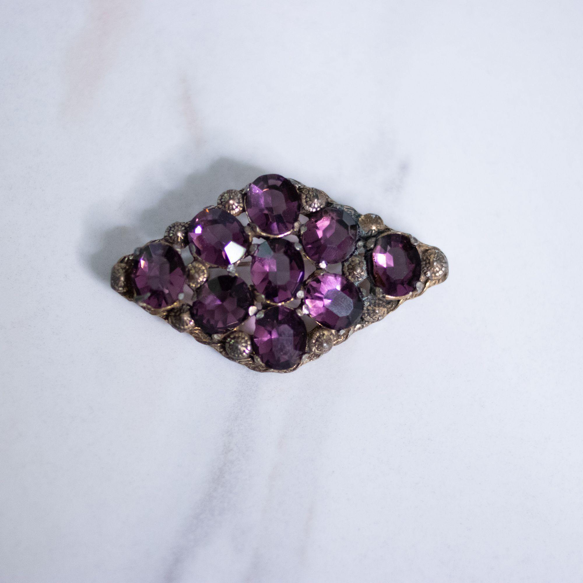 Vintage Czech Amethyst Purple Crystal Brooch by Czech - Vintage Meet Modern Vintage Jewelry - Chicago, Illinois - #oldhollywoodglamour #vintagemeetmodern #designervintage #jewelrybox #antiquejewelry #vintagejewelry