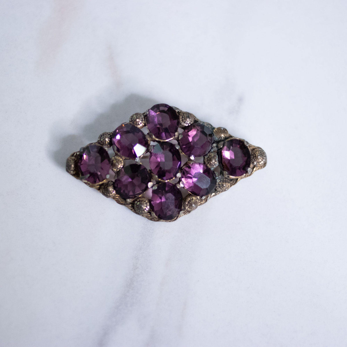 Vintage Czech Amethyst Purple Crystal Brooch