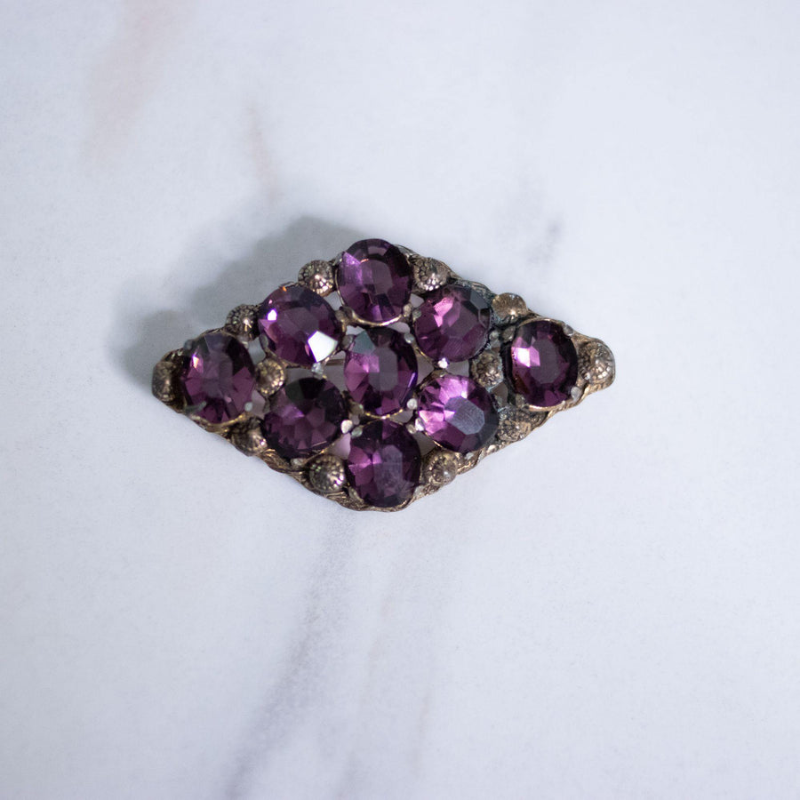 Vintage Czech Amethyst Purple Crystal Brooch by Czech - Vintage Meet Modern Vintage Jewelry - Chicago, Illinois - #oldhollywoodglamour #vintagemeetmodern #designervintage #jewelrybox #antiquejewelry #vintagejewelry