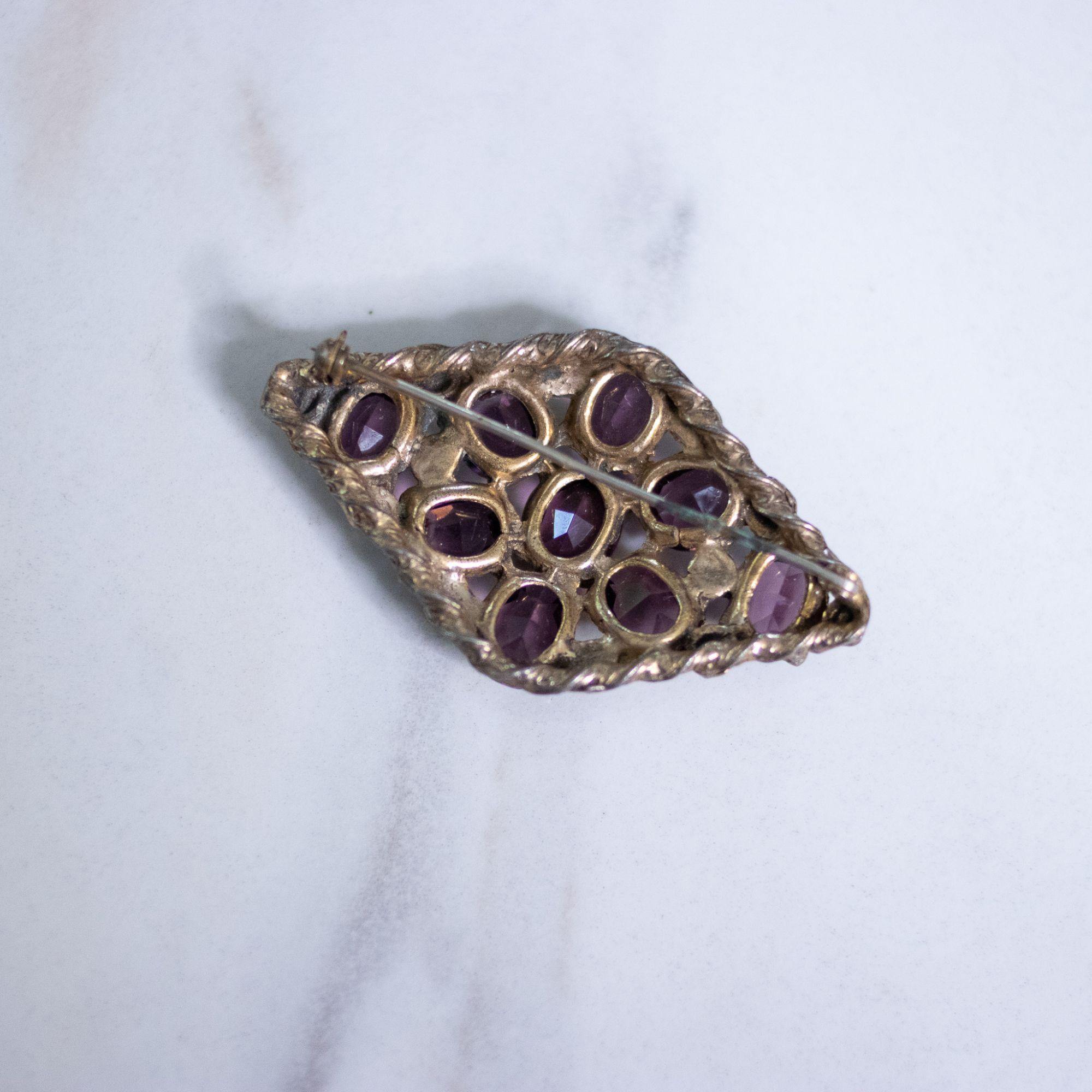 Vintage Czech Amethyst Purple Crystal Brooch by Czech - Vintage Meet Modern Vintage Jewelry - Chicago, Illinois - #oldhollywoodglamour #vintagemeetmodern #designervintage #jewelrybox #antiquejewelry #vintagejewelry