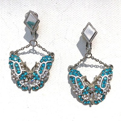 Vintage Sarah Coventry Blue and Diamante Rhinestone Butterfly Earrings by Vintage Meet Modern - Vintage Meet Modern Vintage Jewelry - Chicago, Illinois - #oldhollywoodglamour #vintagemeetmodern #designervintage #jewelrybox #antiquejewelry #vintagejewelry