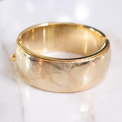 Set of Vintage Victorian Style Etched Floral Bangle Bracelets by Unsigned Beauty - Vintage Meet Modern Vintage Jewelry - Chicago, Illinois - #oldhollywoodglamour #vintagemeetmodern #designervintage #jewelrybox #antiquejewelry #vintagejewelry