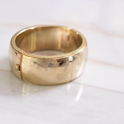 Set of Vintage Victorian Style Etched Floral Bangle Bracelets by Unsigned Beauty - Vintage Meet Modern Vintage Jewelry - Chicago, Illinois - #oldhollywoodglamour #vintagemeetmodern #designervintage #jewelrybox #antiquejewelry #vintagejewelry