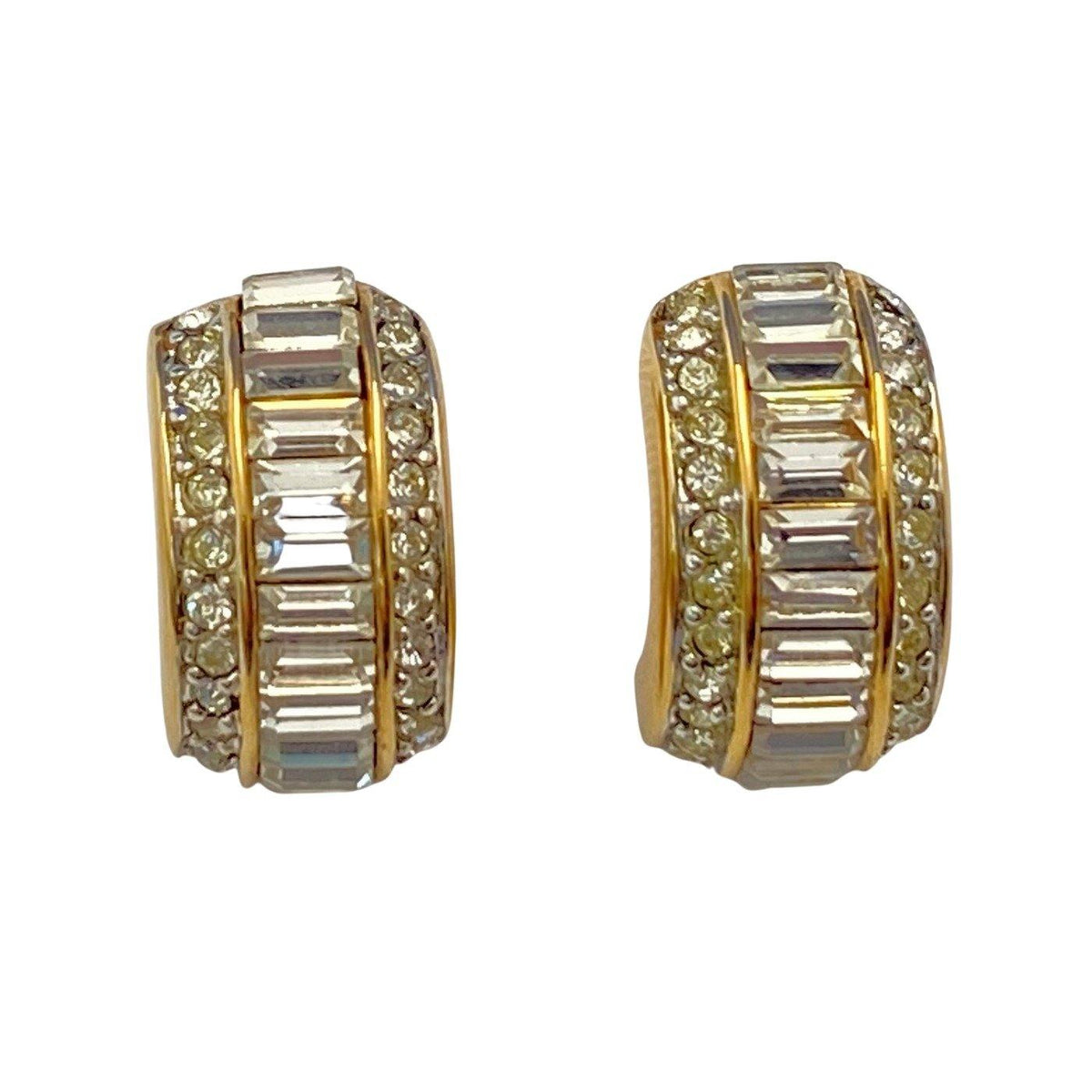 Vintage Monet Baguette and Pave Rhinestone Earrings