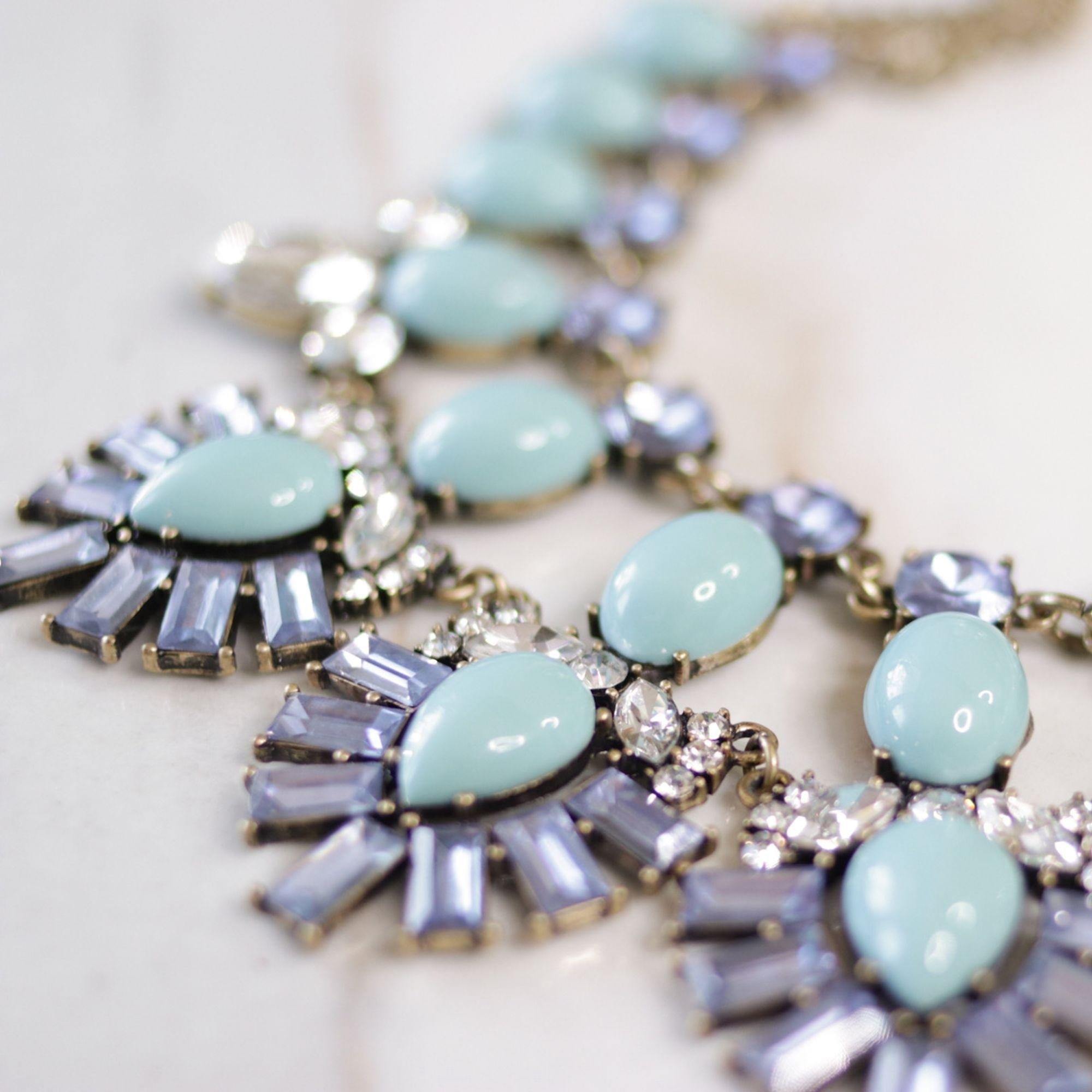 Baublebar Blue Crystal and Turquoise Lucite Cabochon Necklace by Baublebar - Vintage Meet Modern Vintage Jewelry - Chicago, Illinois - #oldhollywoodglamour #vintagemeetmodern #designervintage #jewelrybox #antiquejewelry #vintagejewelry