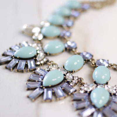 Baublebar Blue Crystal and Turquoise Lucite Cabochon Necklace by Baublebar - Vintage Meet Modern Vintage Jewelry - Chicago, Illinois - #oldhollywoodglamour #vintagemeetmodern #designervintage #jewelrybox #antiquejewelry #vintagejewelry