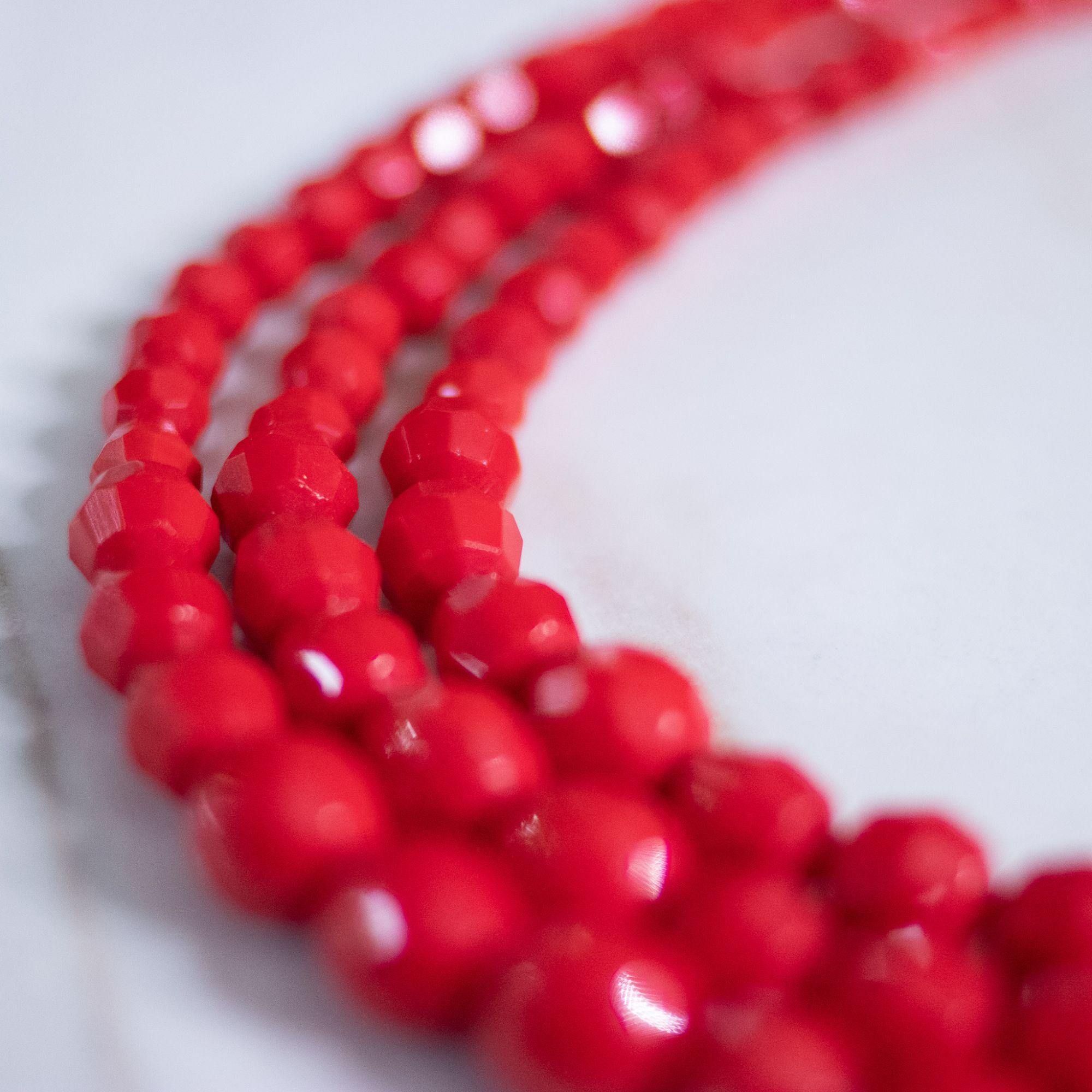 Vintage Retro Red Faceted Bead Double Strand Necklace by Unsigned Beauty - Vintage Meet Modern Vintage Jewelry - Chicago, Illinois - #oldhollywoodglamour #vintagemeetmodern #designervintage #jewelrybox #antiquejewelry #vintagejewelry