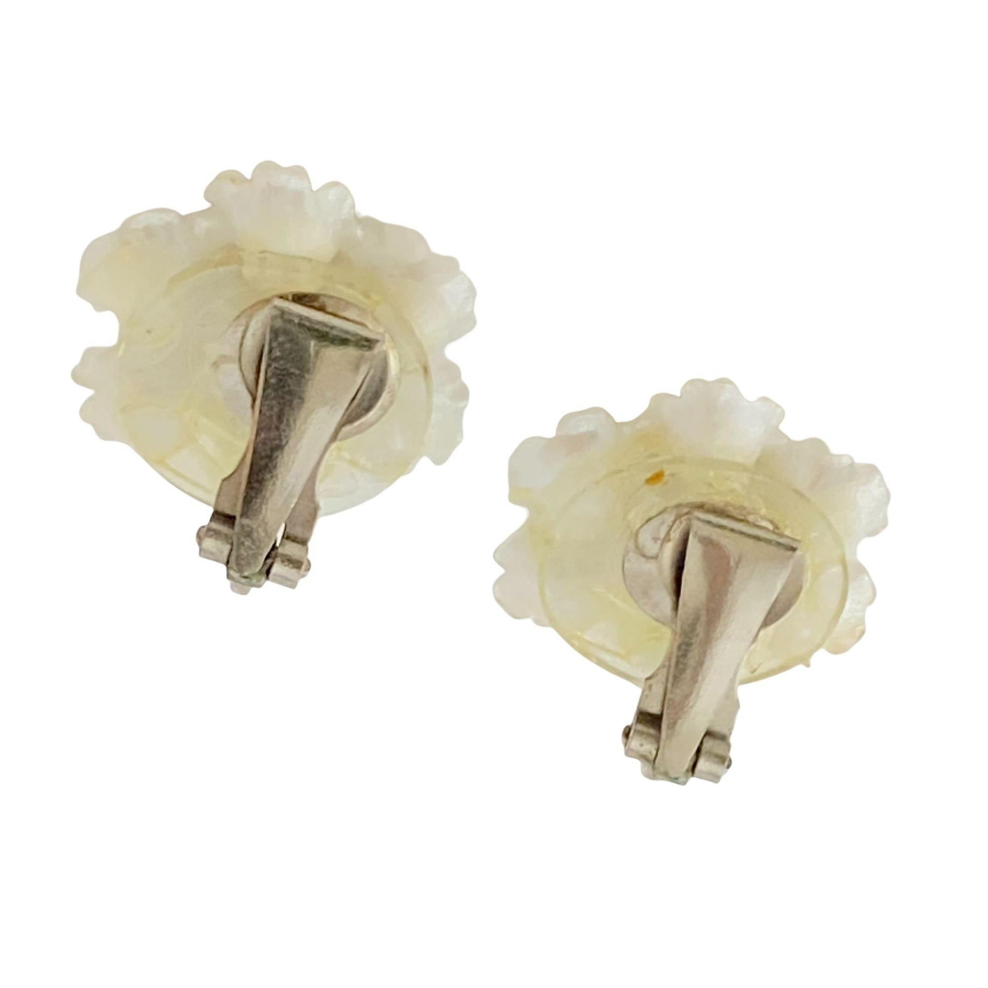 Vintage White Lucite and Aurora Borealis Rhinestone Snowflake Earrings by Unsigned Beauty - Vintage Meet Modern Vintage Jewelry - Chicago, Illinois - #oldhollywoodglamour #vintagemeetmodern #designervintage #jewelrybox #antiquejewelry #vintagejewelry