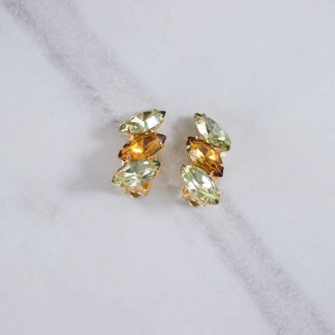Vintage Yellow and Amber Rhinestone Earrings by Unsigned Beauty - Vintage Meet Modern Vintage Jewelry - Chicago, Illinois - #oldhollywoodglamour #vintagemeetmodern #designervintage #jewelrybox #antiquejewelry #vintagejewelry