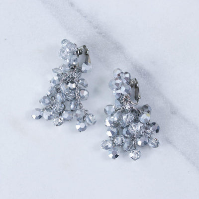 Vintage Vogue Bijoux Mirrored Silver Dangling Cluster Bead Statement Earrings by Vogue Bijoux - Vintage Meet Modern Vintage Jewelry - Chicago, Illinois - #oldhollywoodglamour #vintagemeetmodern #designervintage #jewelrybox #antiquejewelry #vintagejewelry