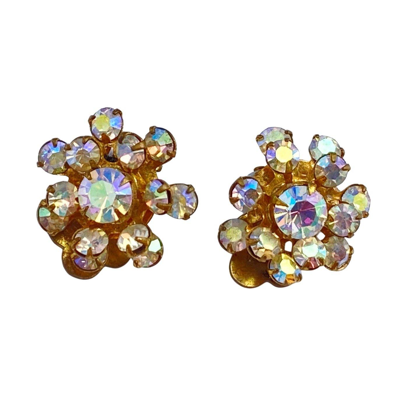 Petite Aurora  Borealis Cluster Earrings by Austria - Vintage Meet Modern Vintage Jewelry - Chicago, Illinois - #oldhollywoodglamour #vintagemeetmodern #designervintage #jewelrybox #antiquejewelry #vintagejewelry