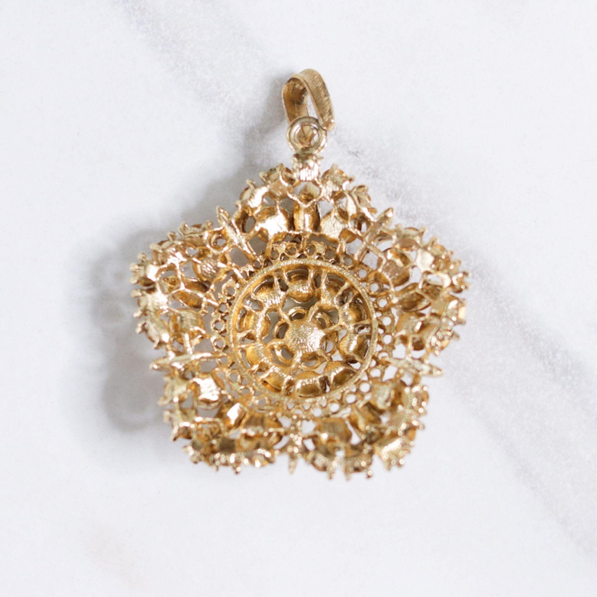 Vintage Lisner Amber and Yellow Rhinestone Pendant by Lisner - Vintage Meet Modern Vintage Jewelry - Chicago, Illinois - #oldhollywoodglamour #vintagemeetmodern #designervintage #jewelrybox #antiquejewelry #vintagejewelry