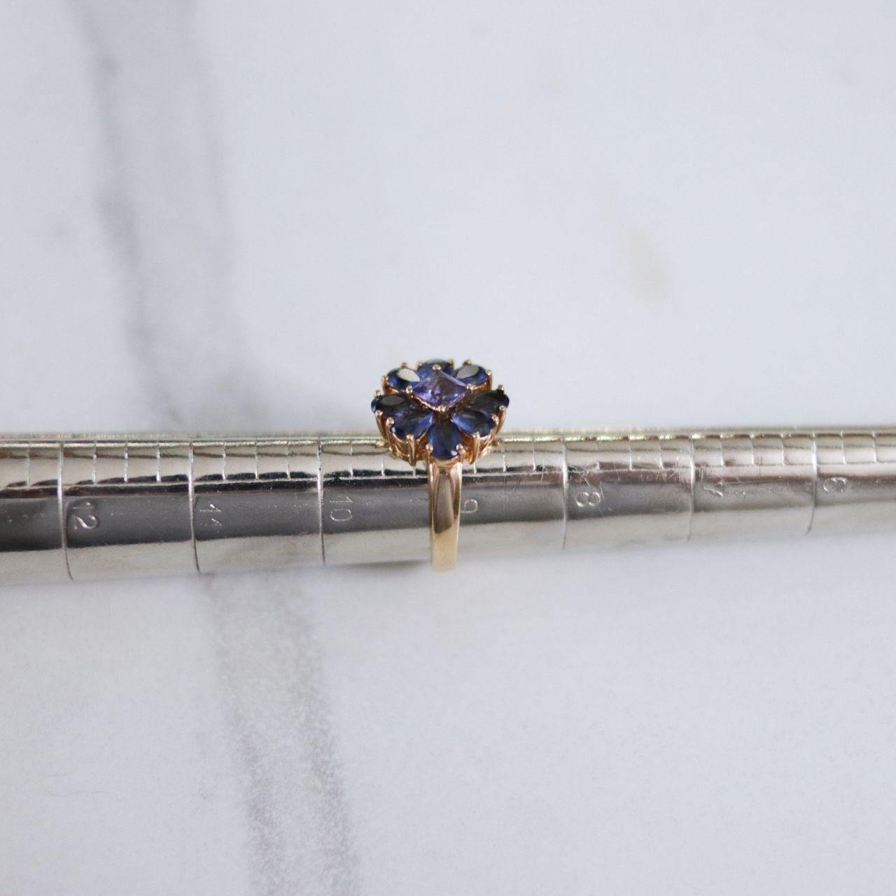 Vintage Iolite Flower Statement Ring by Unsigned Beauty - Vintage Meet Modern Vintage Jewelry - Chicago, Illinois - #oldhollywoodglamour #vintagemeetmodern #designervintage #jewelrybox #antiquejewelry #vintagejewelry
