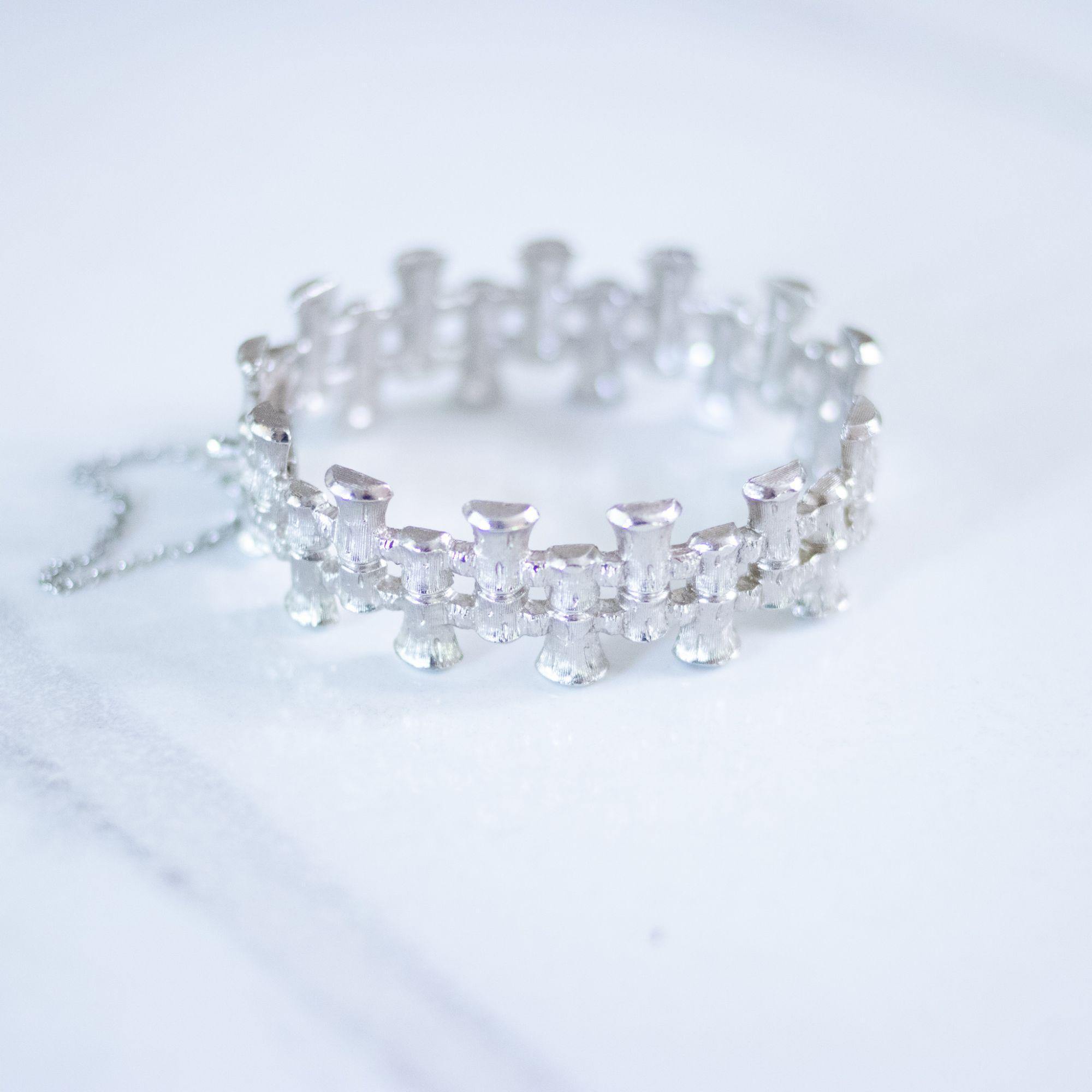 Vintage Napier Silver Bamboo Hinged Bangle Bracelet by Napier - Vintage Meet Modern Vintage Jewelry - Chicago, Illinois - #oldhollywoodglamour #vintagemeetmodern #designervintage #jewelrybox #antiquejewelry #vintagejewelry