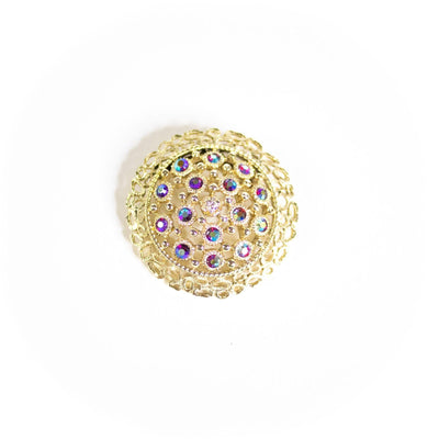 Vintage Red Aurora Borealis Medallion Brooch by Unsigned Beauty - Vintage Meet Modern Vintage Jewelry - Chicago, Illinois - #oldhollywoodglamour #vintagemeetmodern #designervintage #jewelrybox #antiquejewelry #vintagejewelry