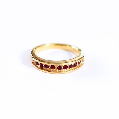 Vintage Roman Ruby Crystal Gold Band Ring by Roman - Vintage Meet Modern Vintage Jewelry - Chicago, Illinois - #oldhollywoodglamour #vintagemeetmodern #designervintage #jewelrybox #antiquejewelry #vintagejewelry