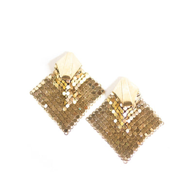 Vintage Gold Chain Mail Mesh Statement Earrings by Whiting and Davis - Vintage Meet Modern Vintage Jewelry - Chicago, Illinois - #oldhollywoodglamour #vintagemeetmodern #designervintage #jewelrybox #antiquejewelry #vintagejewelry