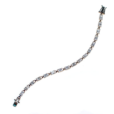 Vintage Emerald Cut CZ Tennis Bracelet Set in Sterling Silver by Vintage Meet Modern - Vintage Meet Modern Vintage Jewelry - Chicago, Illinois - #oldhollywoodglamour #vintagemeetmodern #designervintage #jewelrybox #antiquejewelry #vintagejewelry