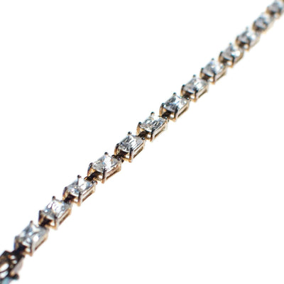 Vintage Emerald Cut CZ Tennis Bracelet Set in Sterling Silver by Vintage Meet Modern - Vintage Meet Modern Vintage Jewelry - Chicago, Illinois - #oldhollywoodglamour #vintagemeetmodern #designervintage #jewelrybox #antiquejewelry #vintagejewelry