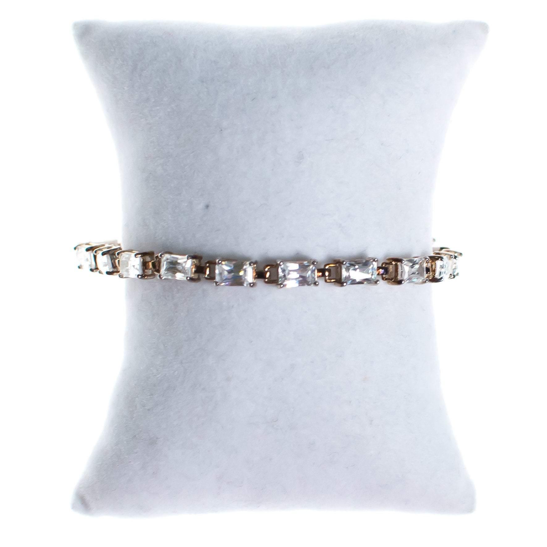 Vintage Emerald Cut CZ Tennis Bracelet Set in Sterling Silver by Vintage Meet Modern - Vintage Meet Modern Vintage Jewelry - Chicago, Illinois - #oldhollywoodglamour #vintagemeetmodern #designervintage #jewelrybox #antiquejewelry #vintagejewelry