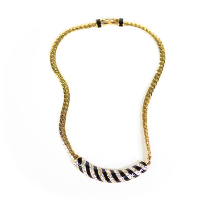 Vintage DSC Couture Style 1980s Black, Gold, Diamante Collar Necklace by DSC - Vintage Meet Modern Vintage Jewelry - Chicago, Illinois - #oldhollywoodglamour #vintagemeetmodern #designervintage #jewelrybox #antiquejewelry #vintagejewelry