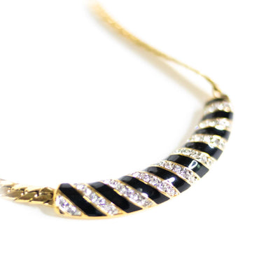 Vintage DSC Couture Style 1980s Black, Gold, Diamante Collar Necklace by DSC - Vintage Meet Modern Vintage Jewelry - Chicago, Illinois - #oldhollywoodglamour #vintagemeetmodern #designervintage #jewelrybox #antiquejewelry #vintagejewelry