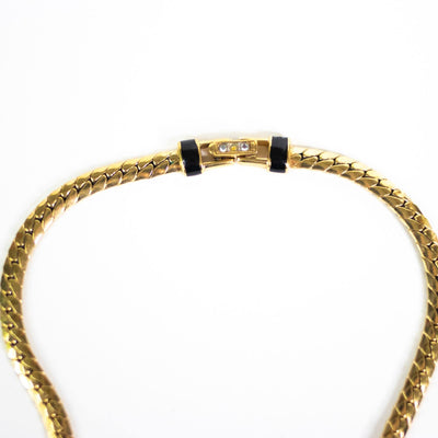 Vintage DSC Couture Style 1980s Black, Gold, Diamante Collar Necklace by DSC - Vintage Meet Modern Vintage Jewelry - Chicago, Illinois - #oldhollywoodglamour #vintagemeetmodern #designervintage #jewelrybox #antiquejewelry #vintagejewelry