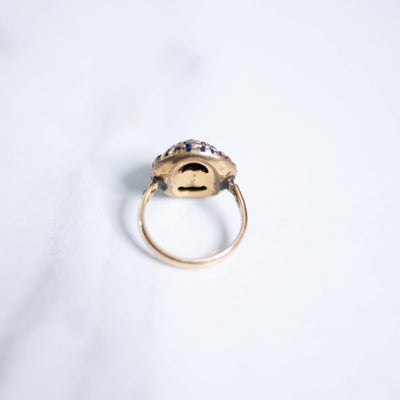 Vintage Gold Filled Sapphire Blue and Crystal Dome Ring by 1/20 12kt Gold Filled - Vintage Meet Modern Vintage Jewelry - Chicago, Illinois - #oldhollywoodglamour #vintagemeetmodern #designervintage #jewelrybox #antiquejewelry #vintagejewelry