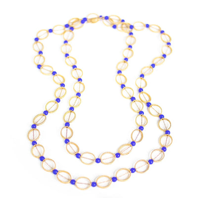 Vintage Lapis Glass and Gold Bead Necklace by Unsigned Beauty - Vintage Meet Modern Vintage Jewelry - Chicago, Illinois - #oldhollywoodglamour #vintagemeetmodern #designervintage #jewelrybox #antiquejewelry #vintagejewelry