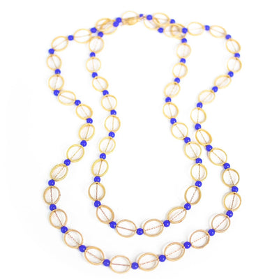 Vintage Lapis Glass and Gold Bead Necklace by Unsigned Beauty - Vintage Meet Modern Vintage Jewelry - Chicago, Illinois - #oldhollywoodglamour #vintagemeetmodern #designervintage #jewelrybox #antiquejewelry #vintagejewelry