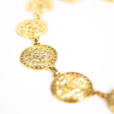 Vintage Gold Lion Coin Medallion Disc Statement Necklace by Unsigned Beauty - Vintage Meet Modern Vintage Jewelry - Chicago, Illinois - #oldhollywoodglamour #vintagemeetmodern #designervintage #jewelrybox #antiquejewelry #vintagejewelry
