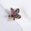 Vintage Blue, Pink Rhinestone Leaf Brooch by Unsigned Beauty - Vintage Meet Modern Vintage Jewelry - Chicago, Illinois - #oldhollywoodglamour #vintagemeetmodern #designervintage #jewelrybox #antiquejewelry #vintagejewelry