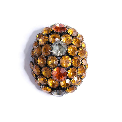 Vintage Weiss Amber and Smokey Crystal Domed Brooch by Weiss - Vintage Meet Modern Vintage Jewelry - Chicago, Illinois - #oldhollywoodglamour #vintagemeetmodern #designervintage #jewelrybox #antiquejewelry #vintagejewelry